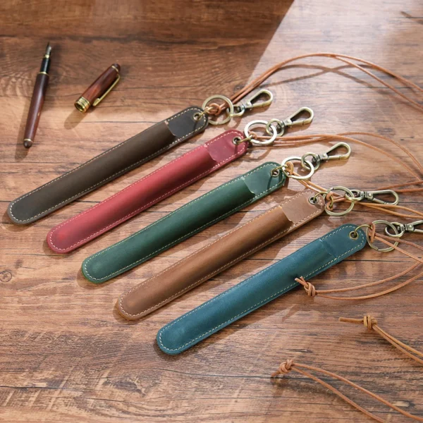 étui à stylos en cuir véritable