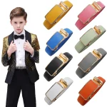 ceinture à cliquet en cuir véritable coloré pour enfants