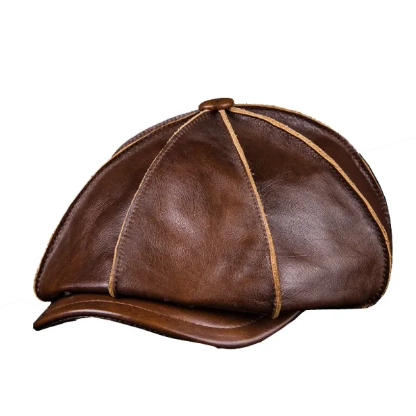 casquette octogonale cuir véritable