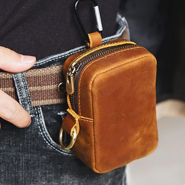 mini pochette en cuir véritable